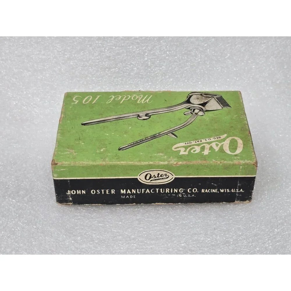 Vintage Oster Hand Hair Clipper Model 105 w/ Original Box Manual Barber Clippers
